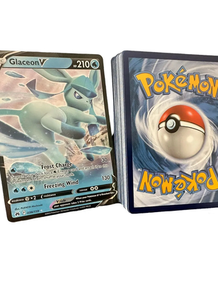 Two Pokémon trading cards featuring Glaceon and the Pokémon logo on a white background.